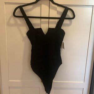 Free People Pippa V-wire Bodysuit Top Tank Black Size S NWT